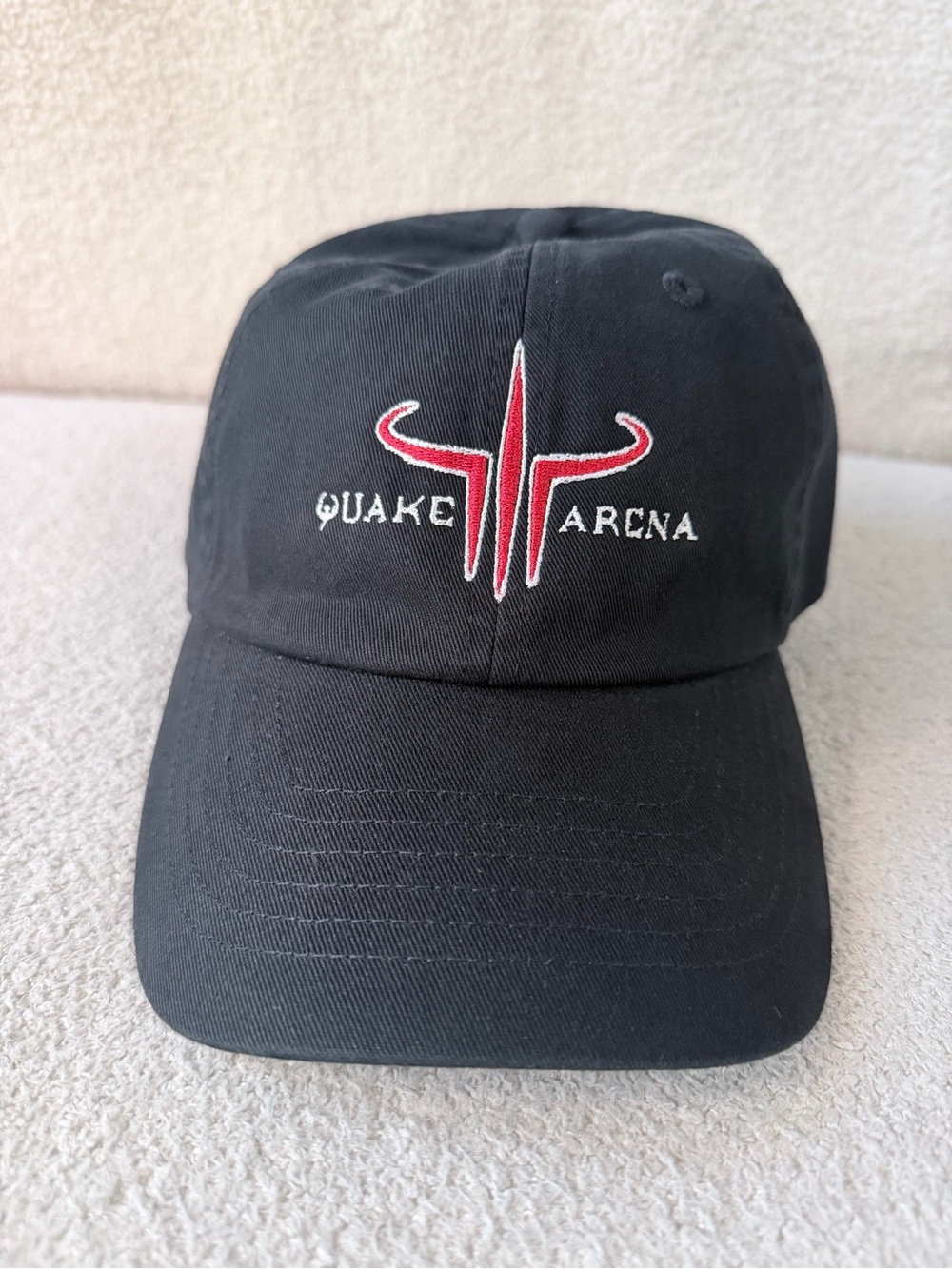 Quake 3 Arena Black Baseball Cap with Red Logo